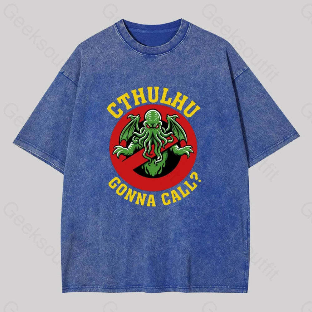 Abyssal Lord Gonna Call Geek Washed T-Shirt Blue / S