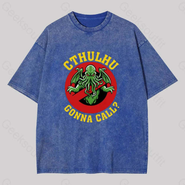 Abyssal Lord Gonna Call Geek Washed T-Shirt Blue / S
