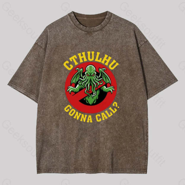 Abyssal Lord Gonna Call Geek Washed T-Shirt Coffee / S