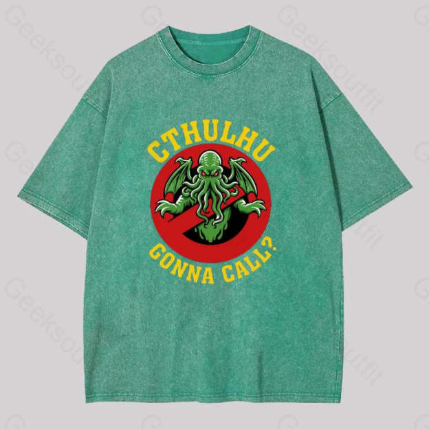 Abyssal Lord Gonna Call Geek Washed T-Shirt Grass Green / S