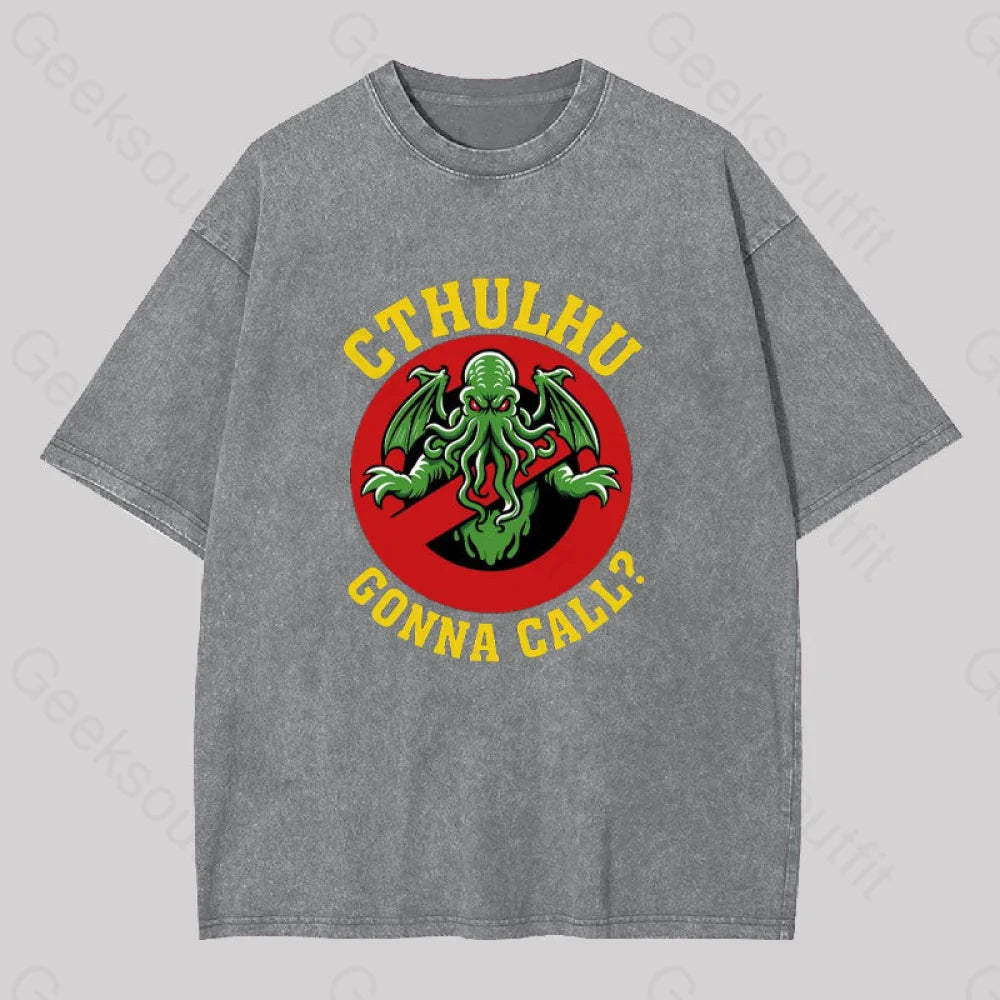 Abyssal Lord Gonna Call Geek Washed T-Shirt Grey / S
