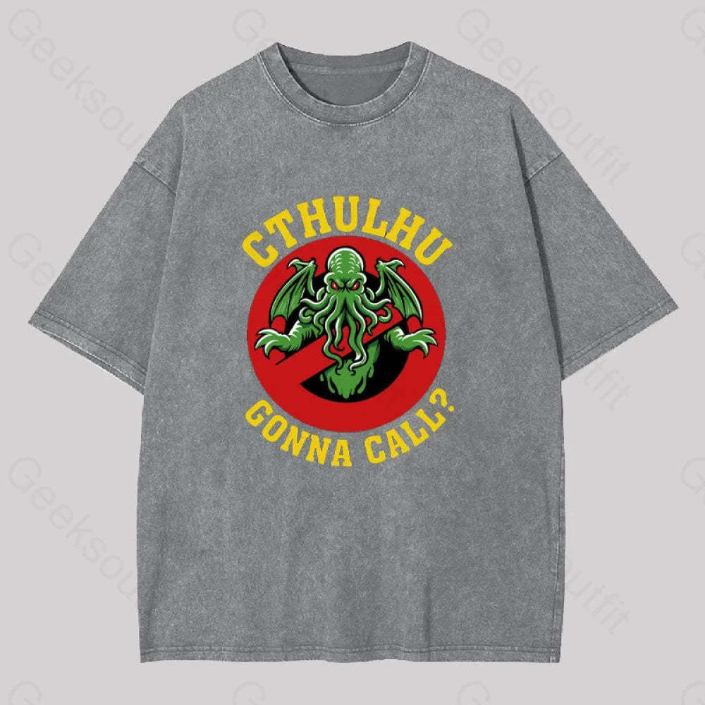 Abyssal Lord Gonna Call Geek Washed T-Shirt Grey / S