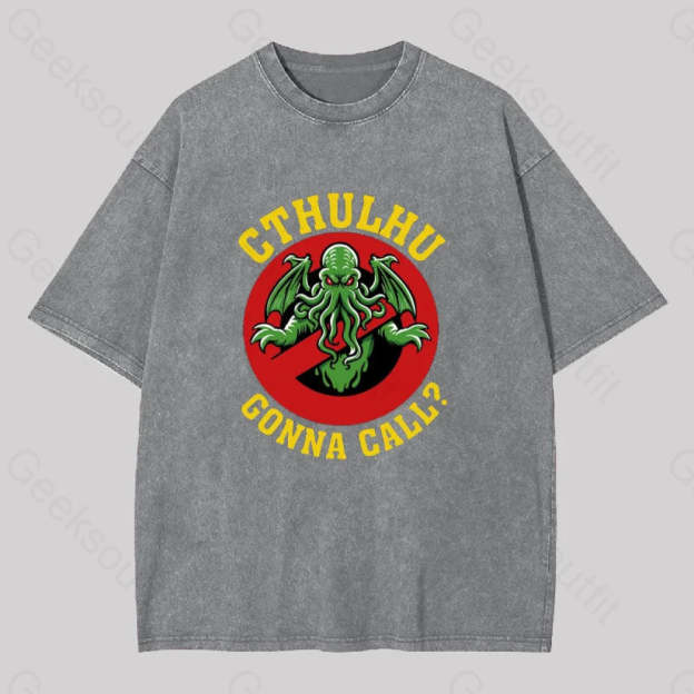Abyssal Lord Gonna Call Geek Washed T-Shirt Grey / S