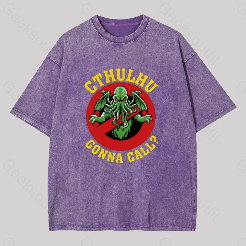 Abyssal Lord Gonna Call Geek Washed T-Shirt Purple / S