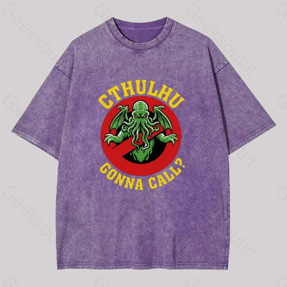 Abyssal Lord Gonna Call Geek Washed T-Shirt Purple / S