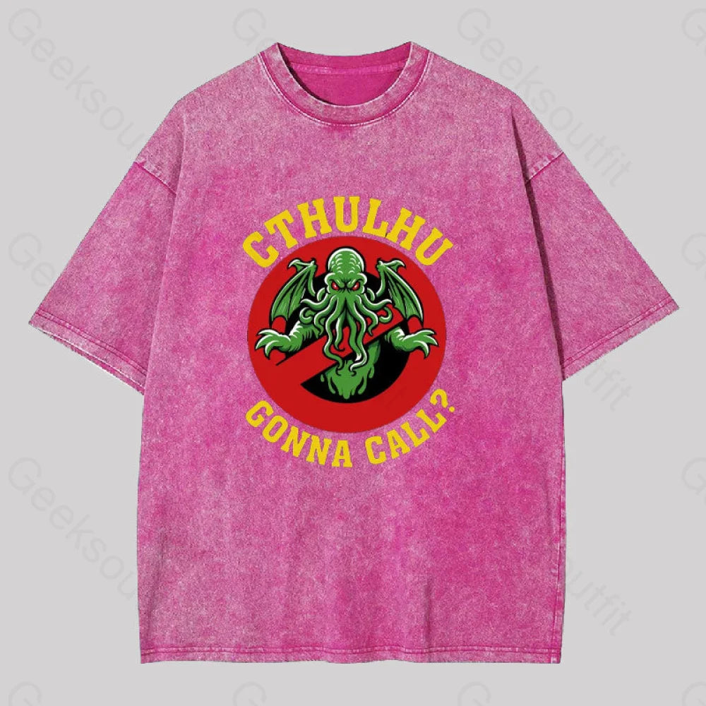 Abyssal Lord Gonna Call Geek Washed T-Shirt Rose Red / S