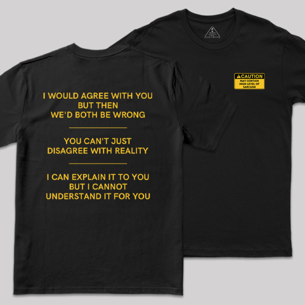 The Sarcasm Warning Front and Back Printed Geek T-Shirt