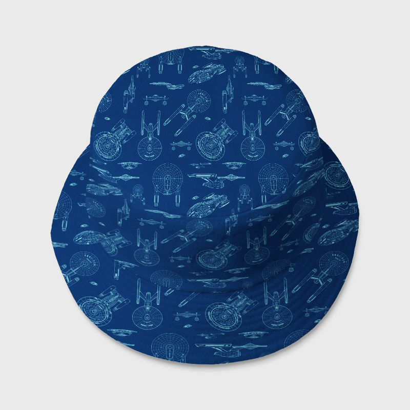 Spaceship Line Drawing Geek Bucket Hat