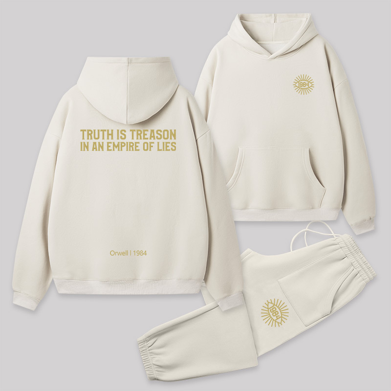 1984 Orwell Front and Back Printed Geek Fleece Hoodie Set