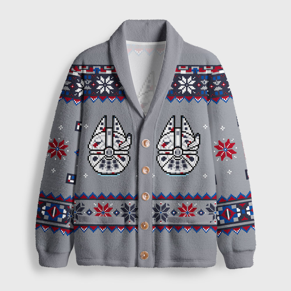 Galactic Explorer · Falcon Pixel Geek Shawl Collar Cardigan