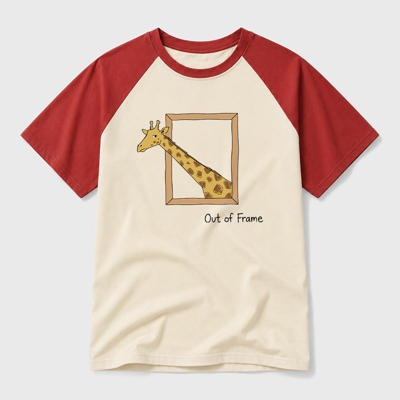 Out of Frame Long Neck Giraffe Geek Retro Raglan T-Shirt