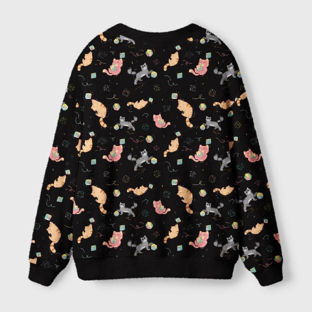 DND Dice Cat Geek Ugly Cardigan Sweaters