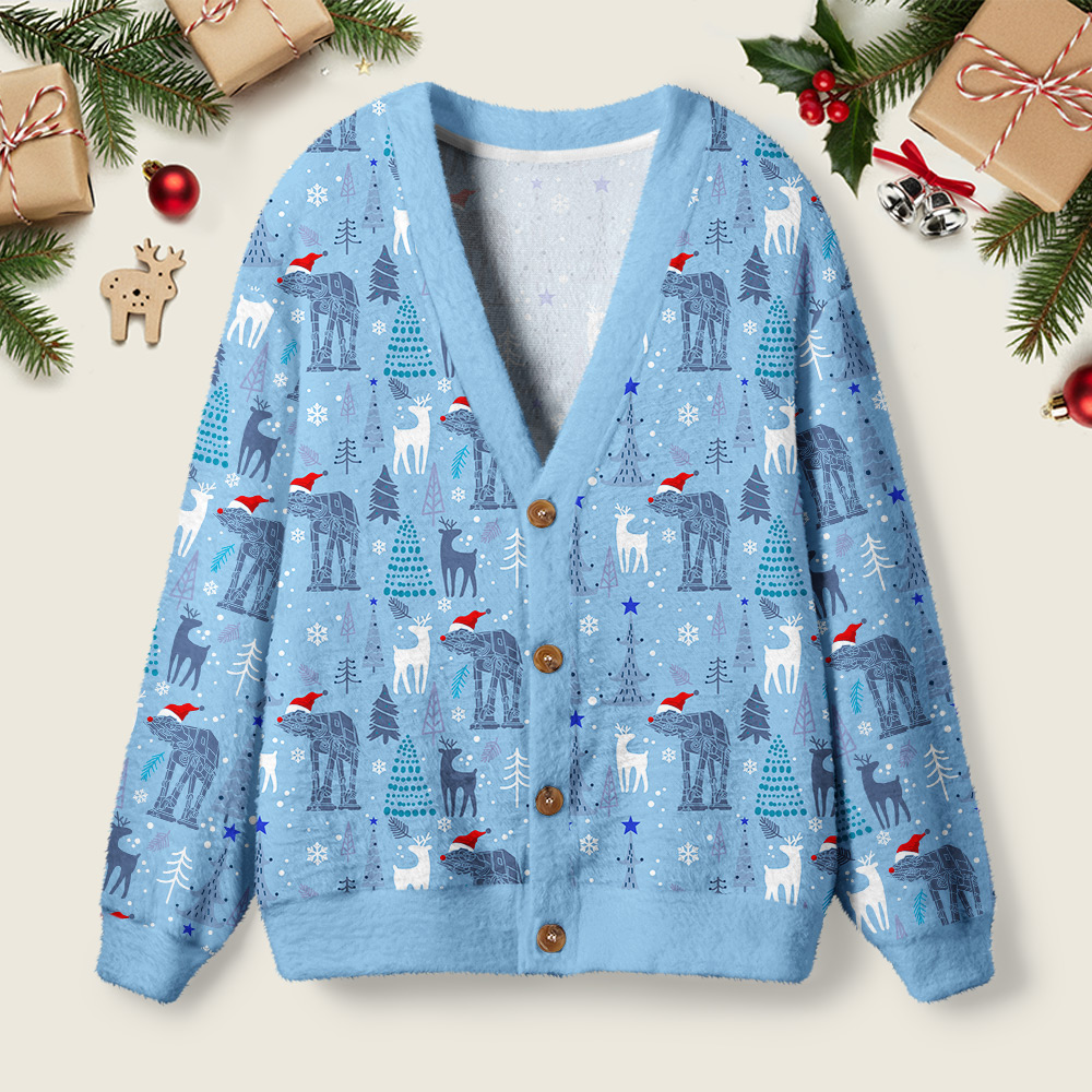 Christmas Santa Hat AT-AT Geek Ugly Cardigan Sweaters