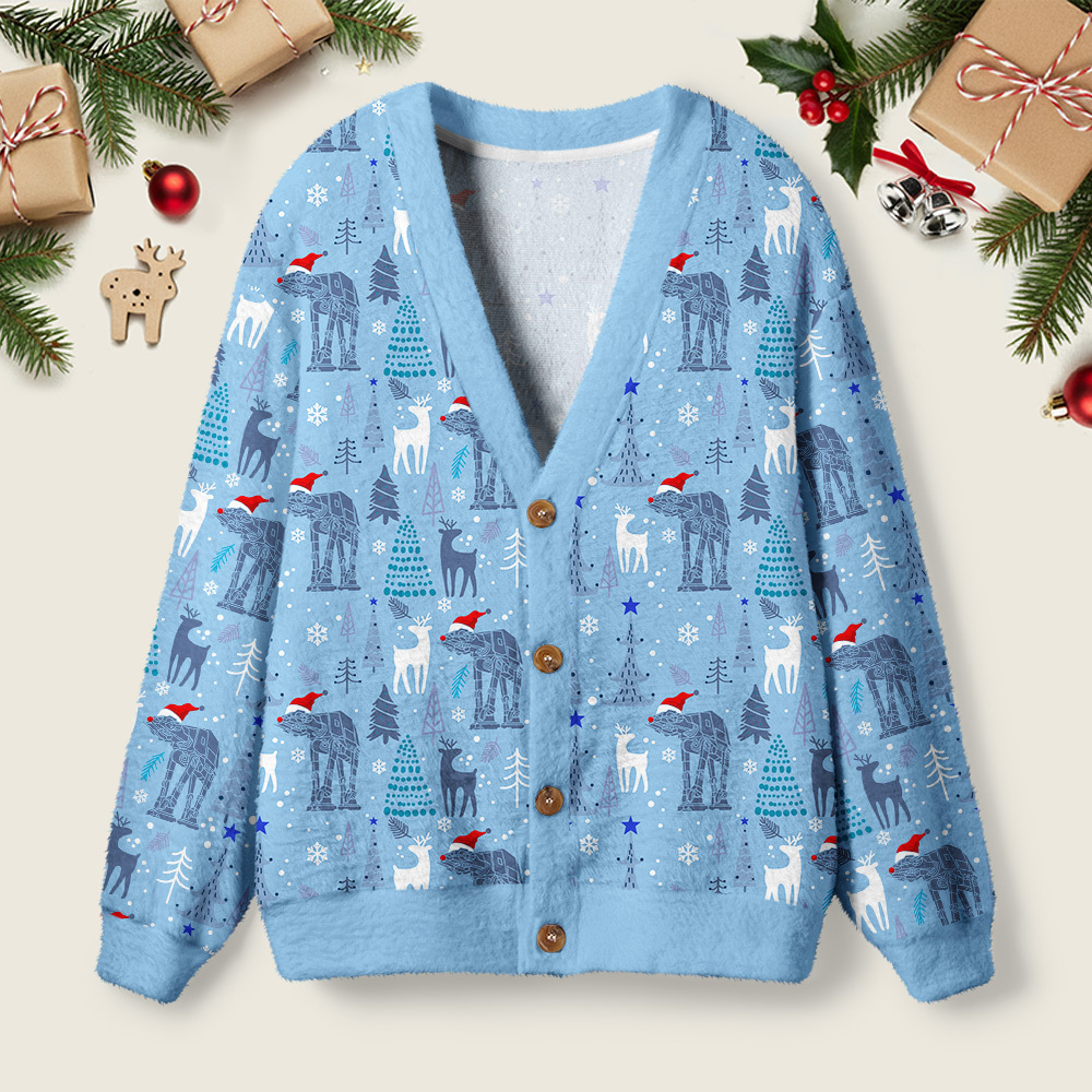 Geeksoutfit Christmas Santa Hat AT-AT Geek Ugly Cardigan Sweaters  for Sale