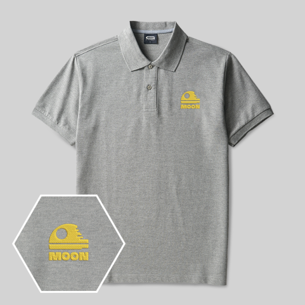 Moon Geek Embroidered Polo Shirts