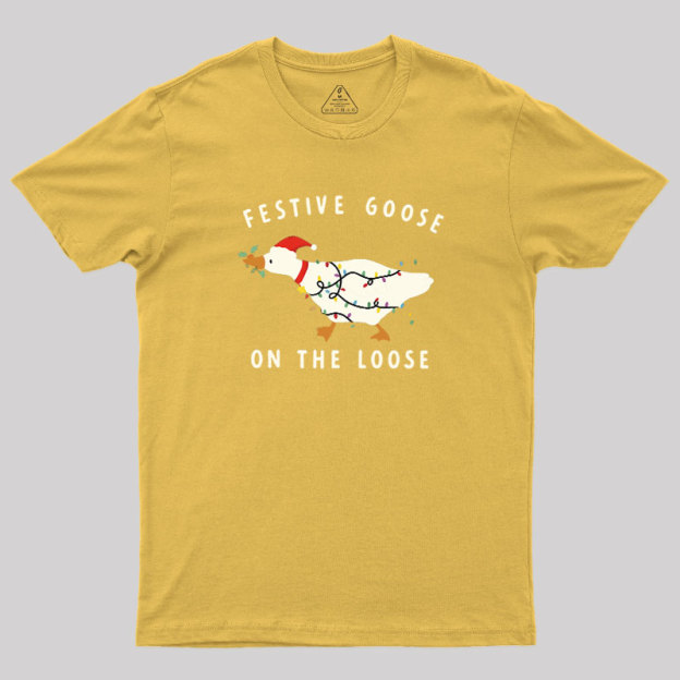 Festive Goose on the Loose Christmas Geek T-Shirt