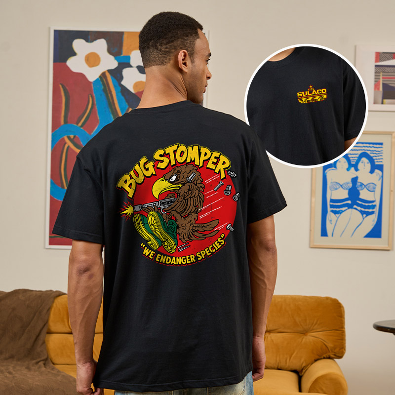 Bug Stomper Alien Front and Back Printed Geek T-Shirt