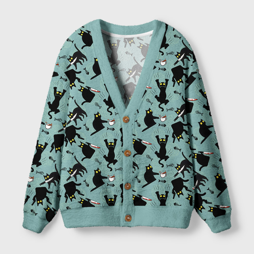 Naughty Kitten Geek Ugly Cardigan Sweaters