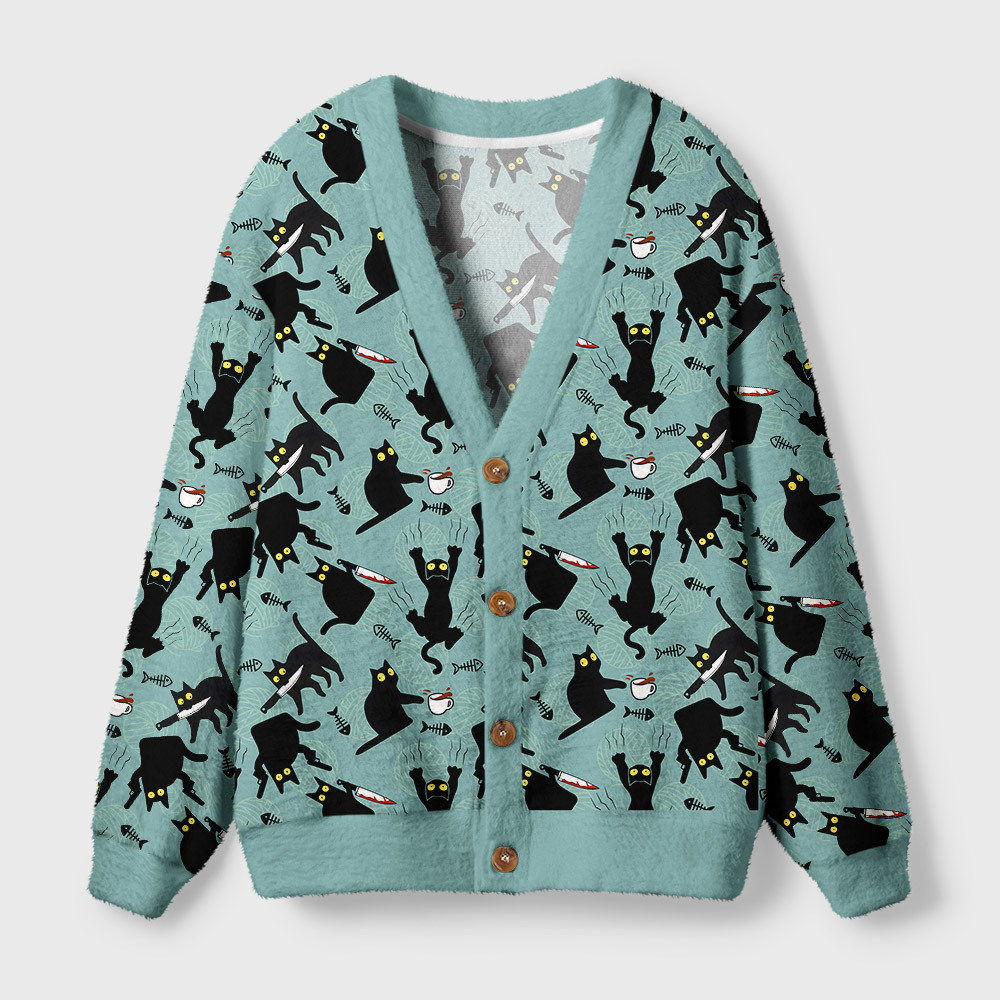 Geeksoutfit Naughty Kitten Geek Ugly Cardigan Sweaters  for Sale