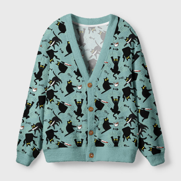 Naughty Kitten Geek Ugly Cardigan Sweaters