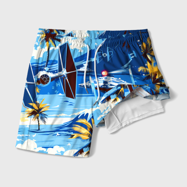 Hawaii Beach TIE Fighter Geek Hawaiian Swim Trunks