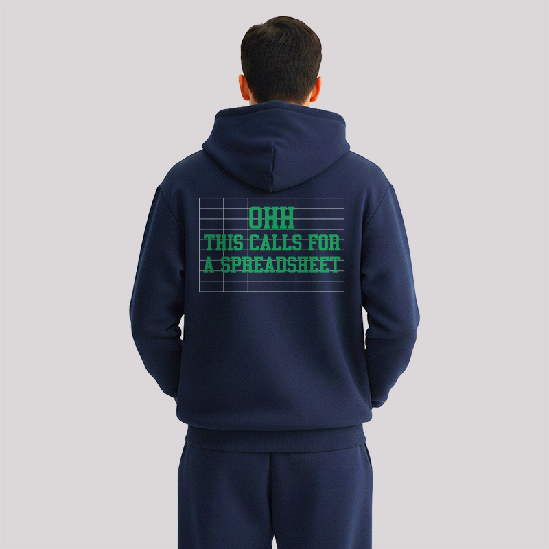 Ohh... This Calls For A Spreadsheet Front and Back Printed Geek Fleece Hoodie Set