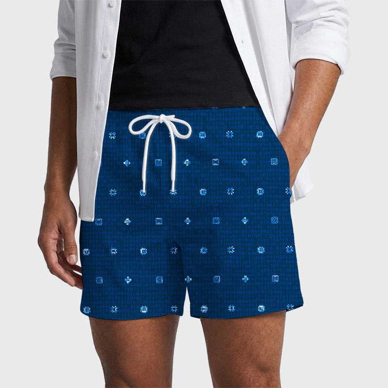Code Circuit Geek Hawaiian Swim Trunks