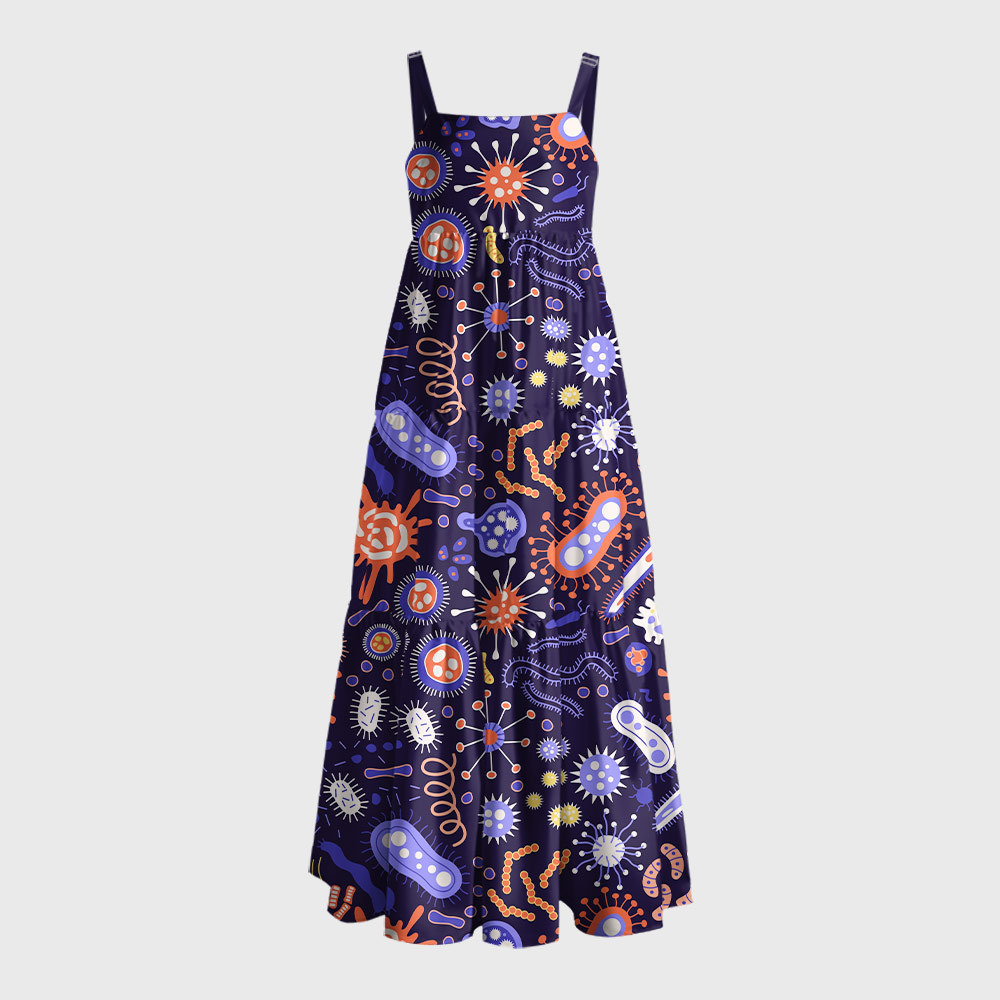 Microbial Cells Geek Tiered Cami Maxi Dress