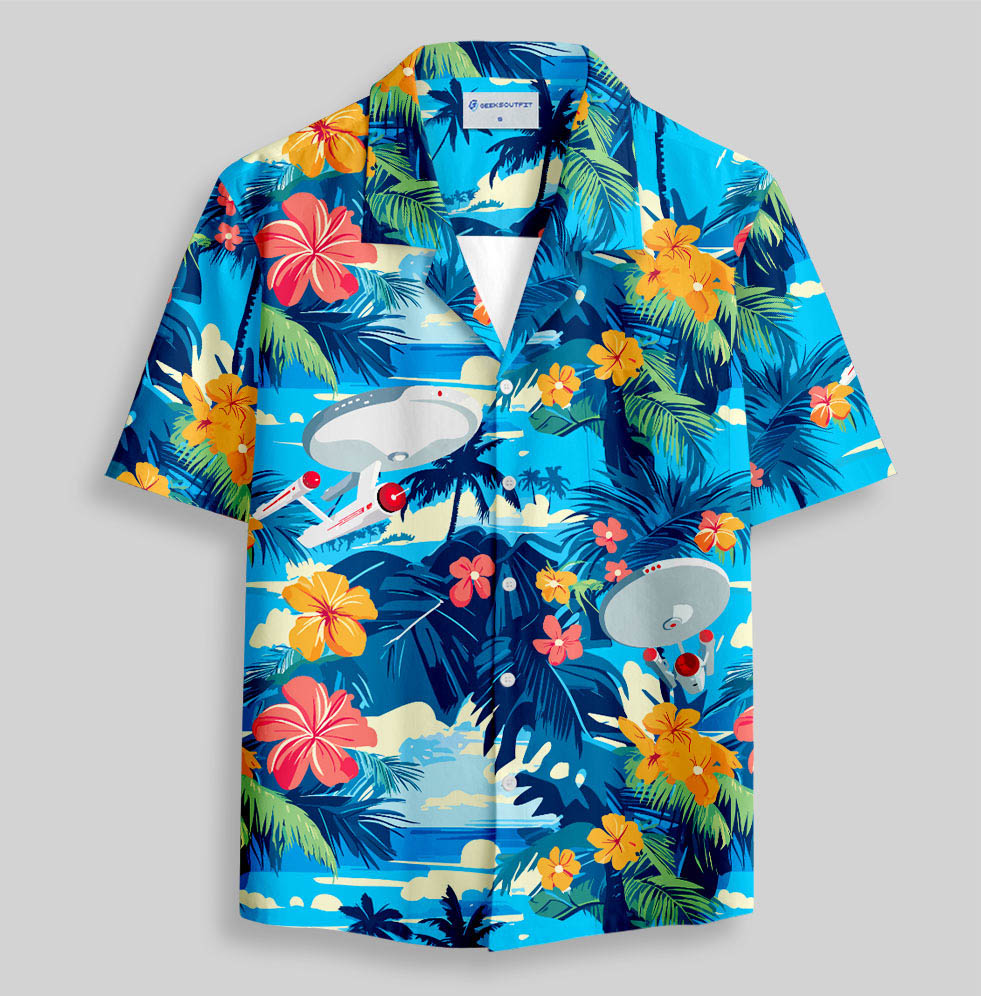 Scifi Spacecraft Hawaii Button Up Pocket Shirt