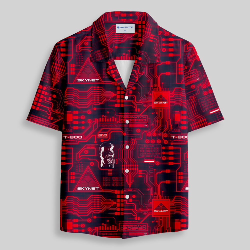 Skynet Circuit Board Button Up Pocket Shirt