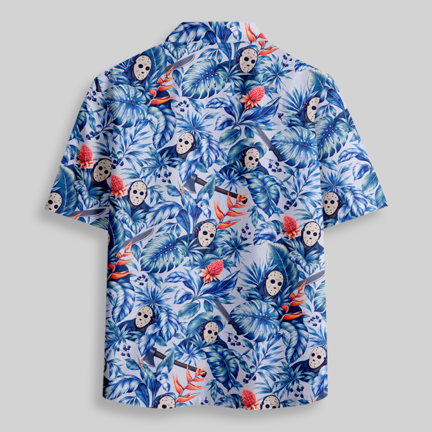 Tropical Spooky Horror Pattern Button Up Pocket Shirt