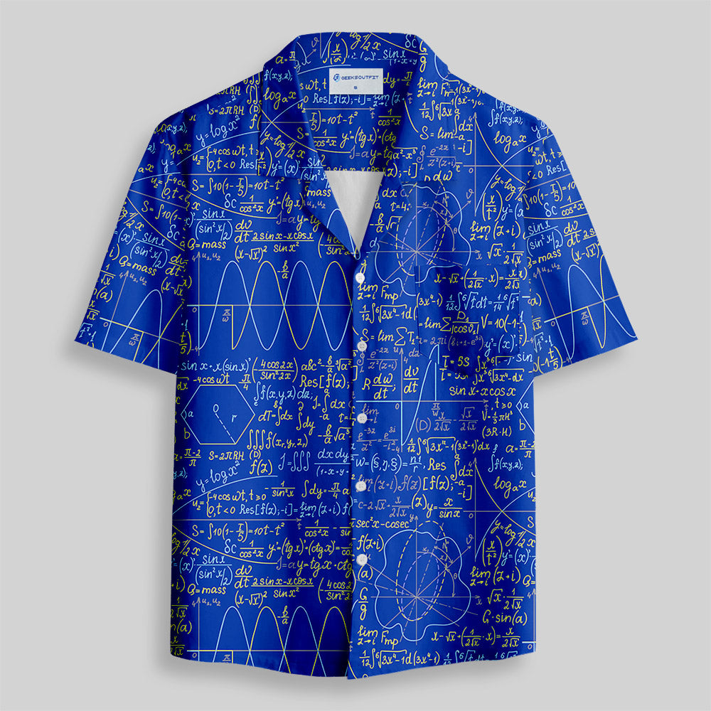 Math Function Curve Button Up Pocket Shirt