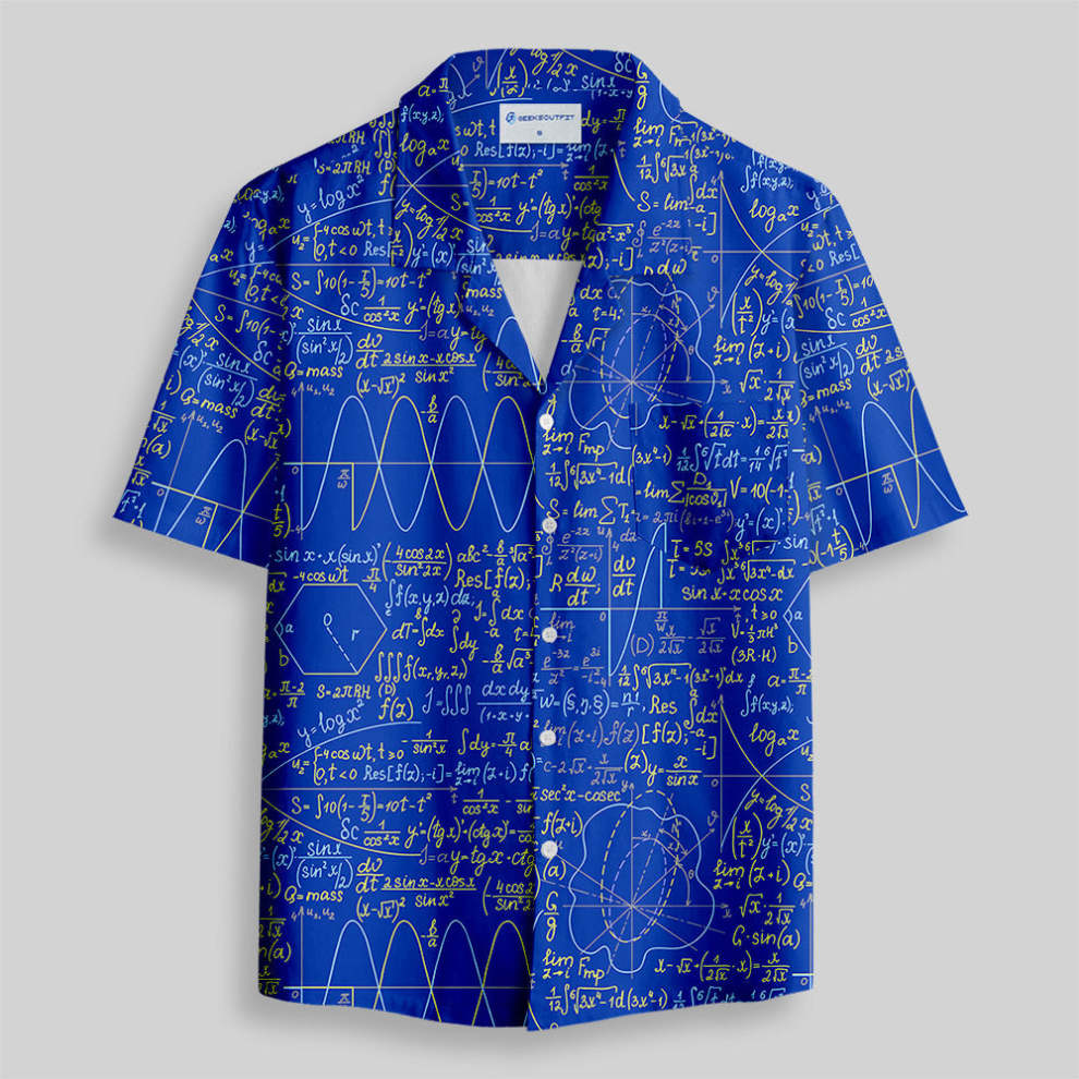 Geeksoutfit Math Function Curve Button Up Pocket Shirt for Sale