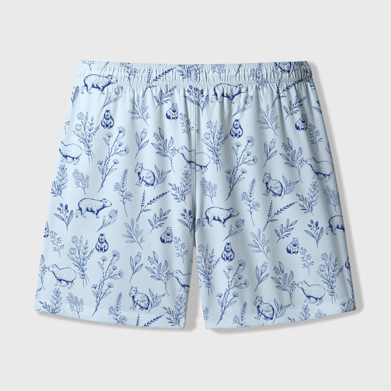 Capybara Geek Hawaiian Swim Trunks