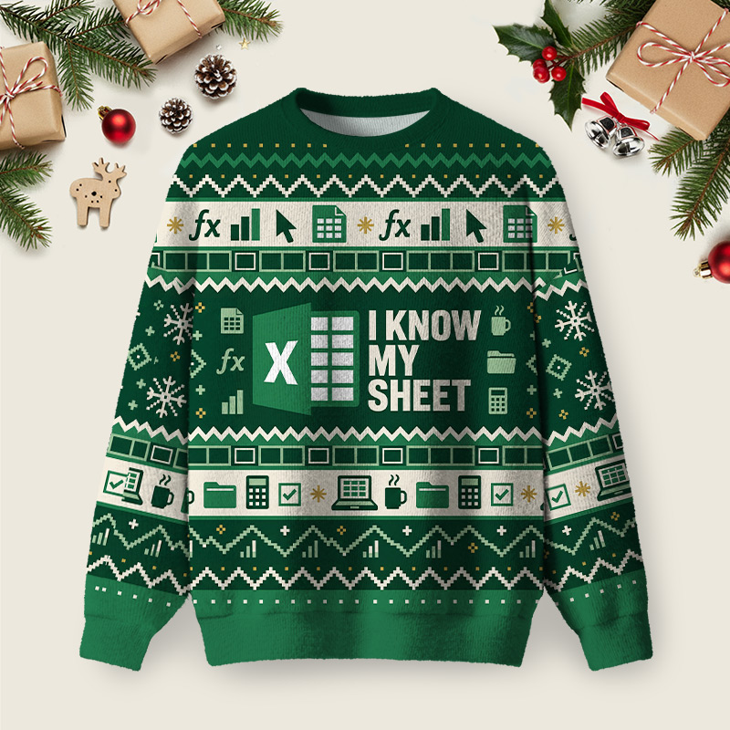 Excel Sheet Ugly Christmas Fuzzy Fleece Sweatshirt