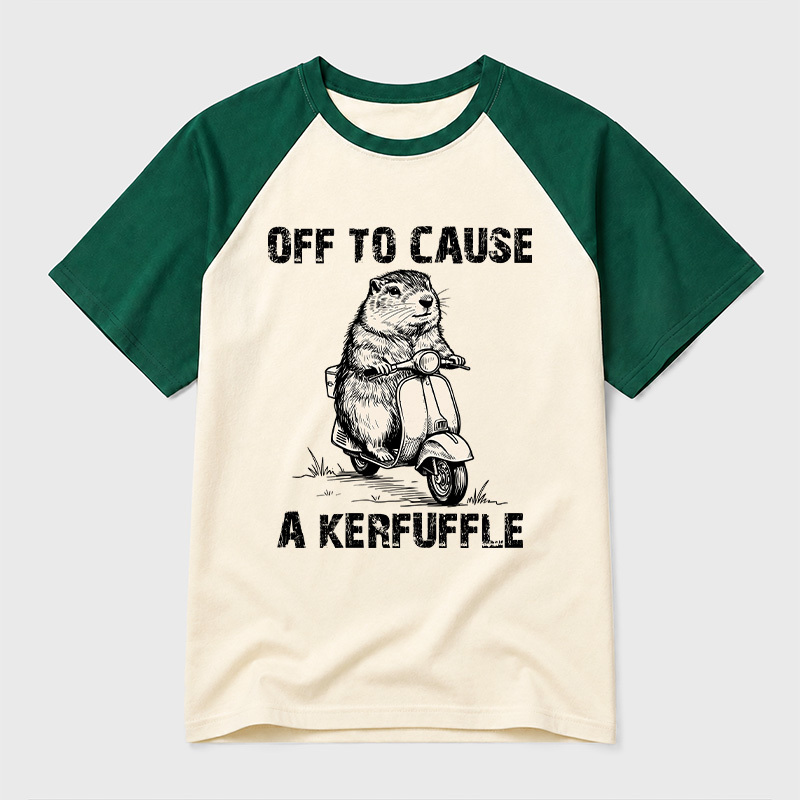 Off To Cause A Kerfuffle Geek Retro Raglan T-Shirt