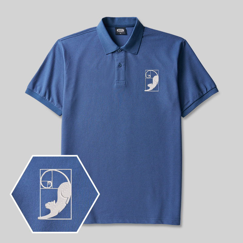 Fibonacci's Cat Geek Embroidered Polo Shirts