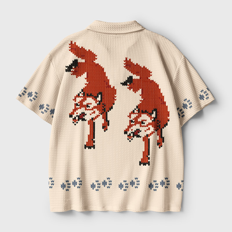 Space Rescue Fox Geek Crochet Polo Shirt