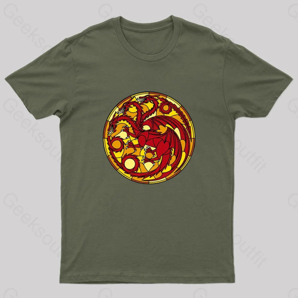 Age Of The Dragon Geek T-Shirt Army Green / S