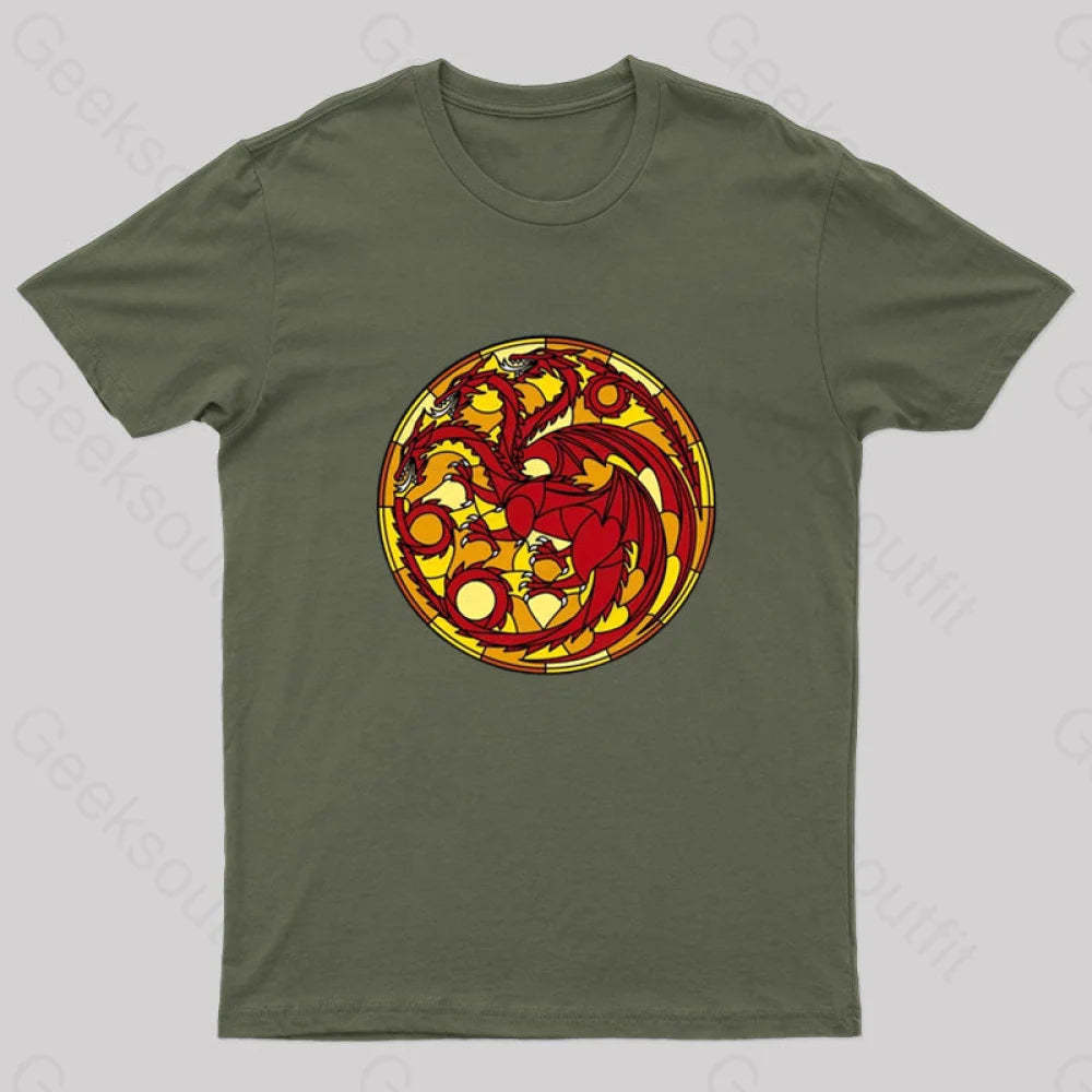 Age Of The Dragon Geek T-Shirt Army Green / S