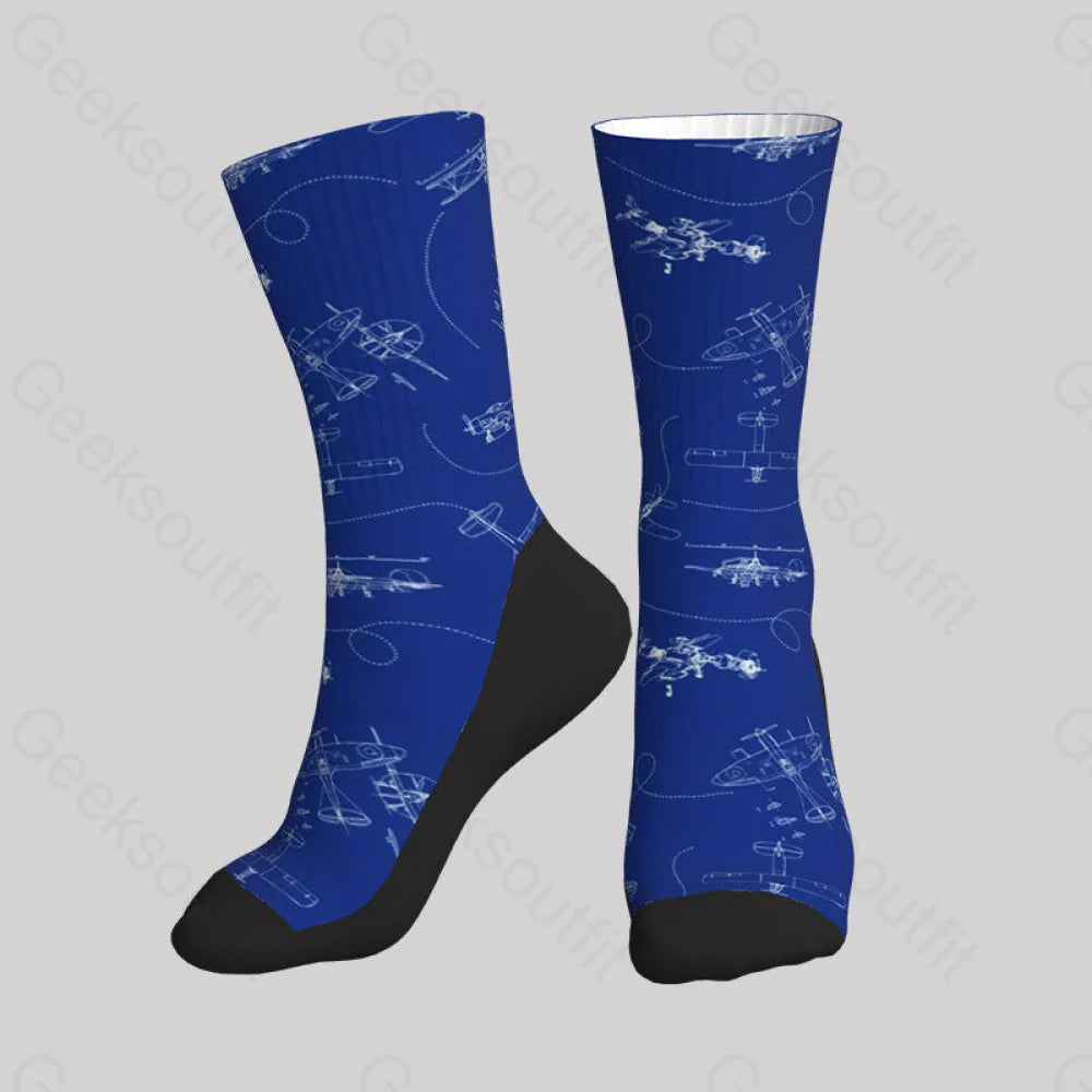 Aircraft Blueprint Men’s Socks