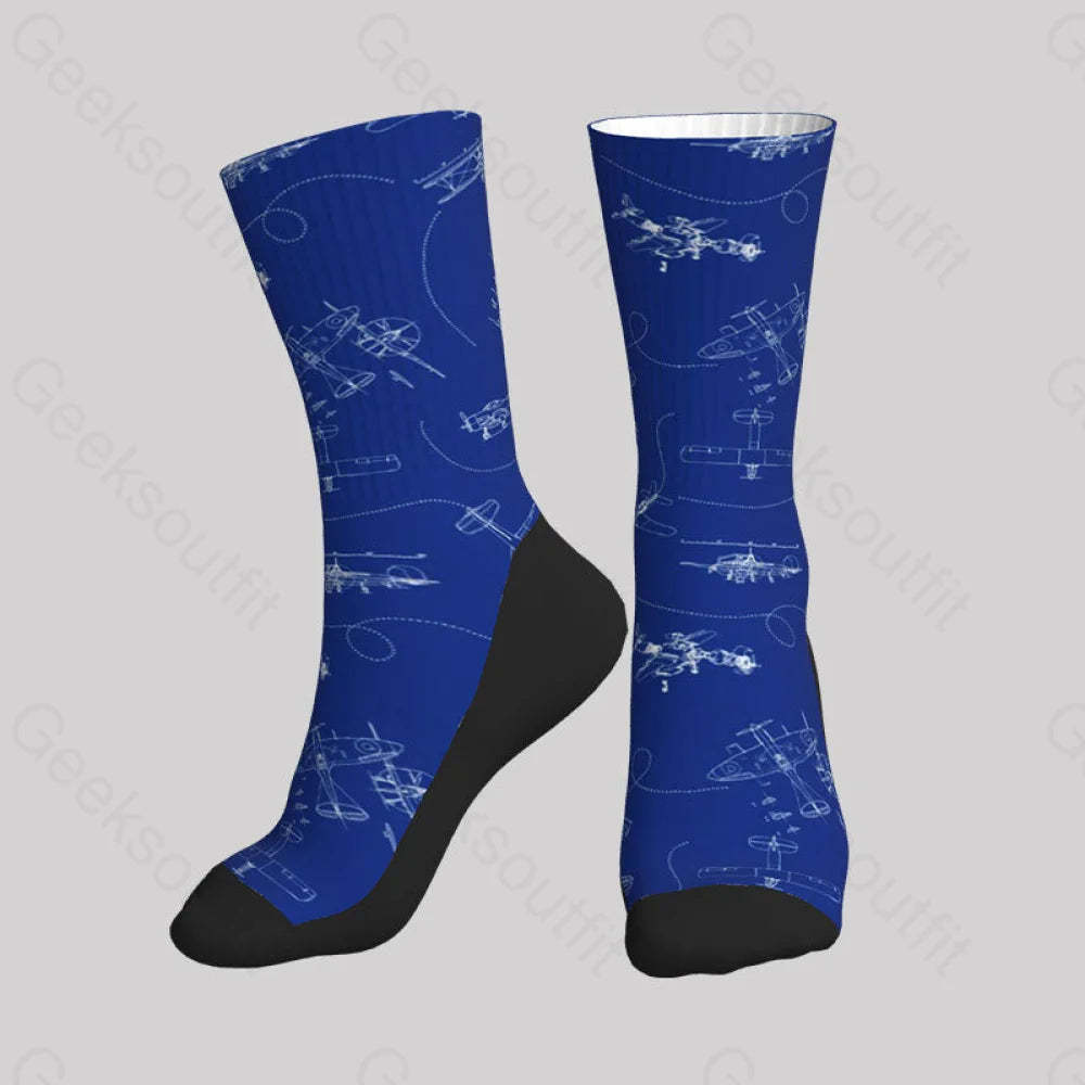 Aircraft Blueprint Men’s Socks