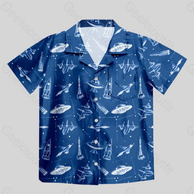 Aircraft Blueprint Navy Button Up Pocket Shirt - Geeksoutfit