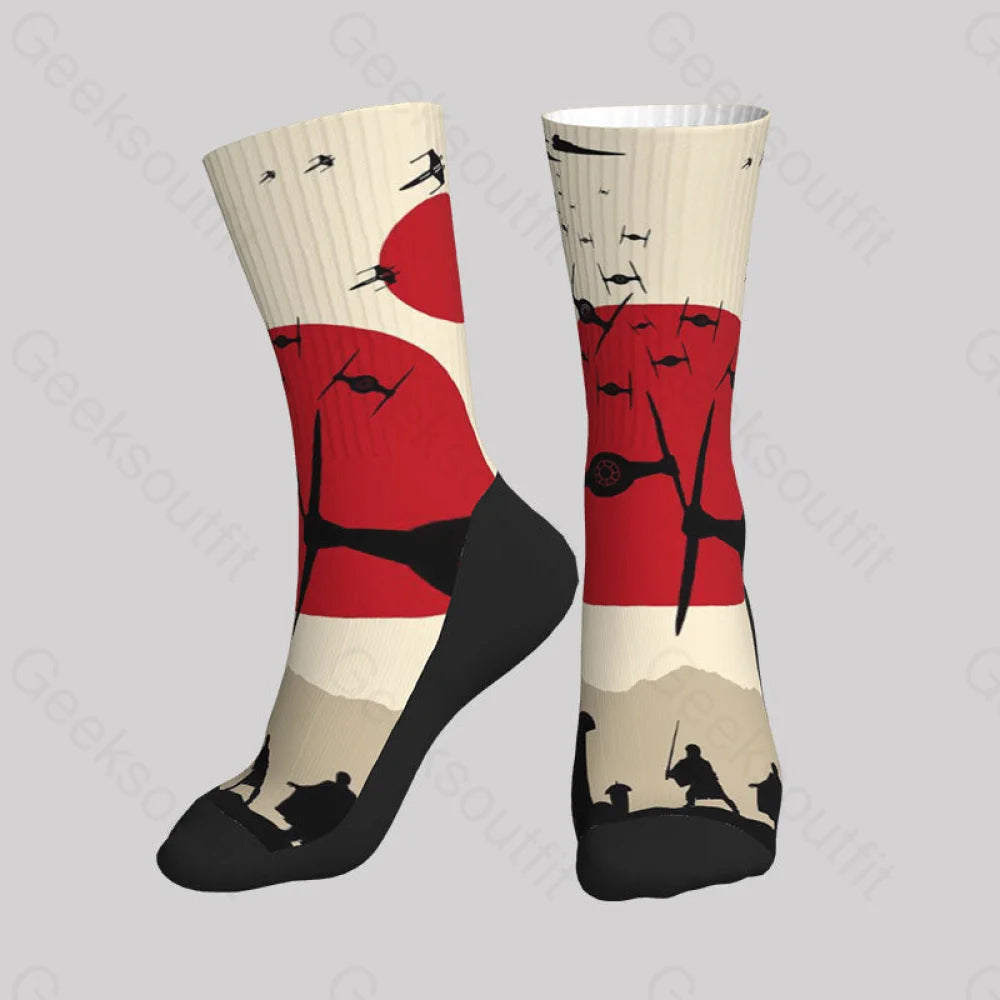 Airplane Silhouette Japanese Style Men’s Socks