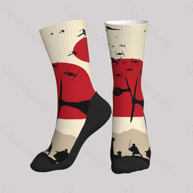 Airplane Silhouette Japanese Style Men’s Socks