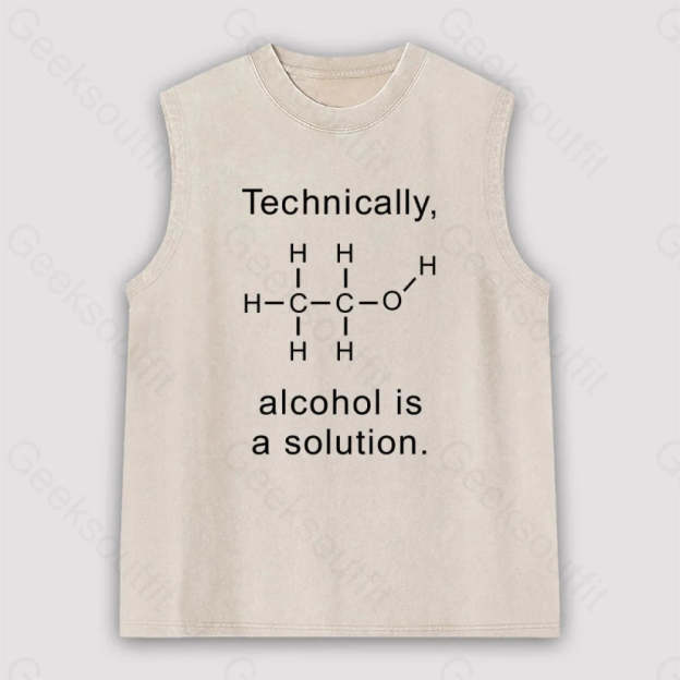 Alcohol Is A Solution Unisex Washed Tank Apricot / S