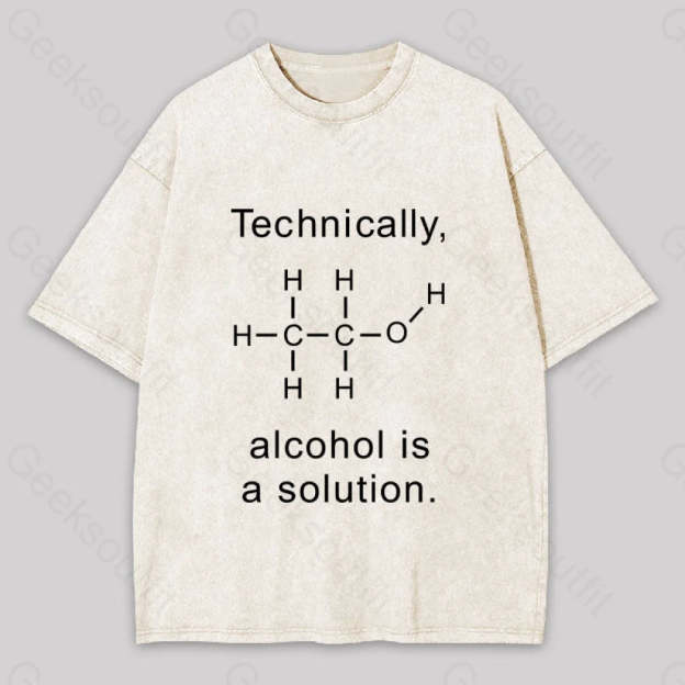 Alcohol Is A Solution Washed T-Shirt Apricot / S