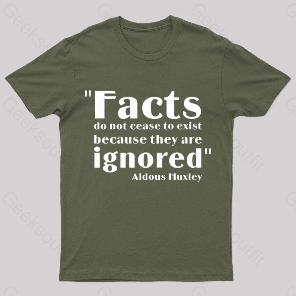 Aldous Huxley Facts Geek T-Shirt Army Green / S