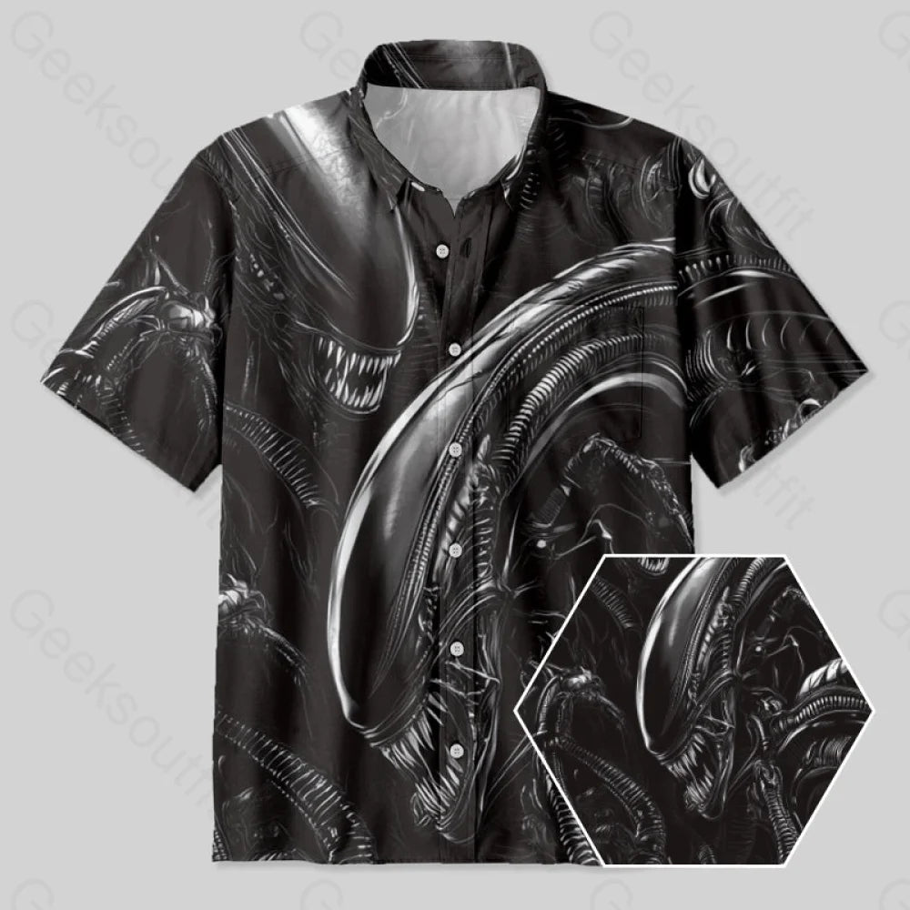 Alien Black Button Up Pocket Shirt Yc