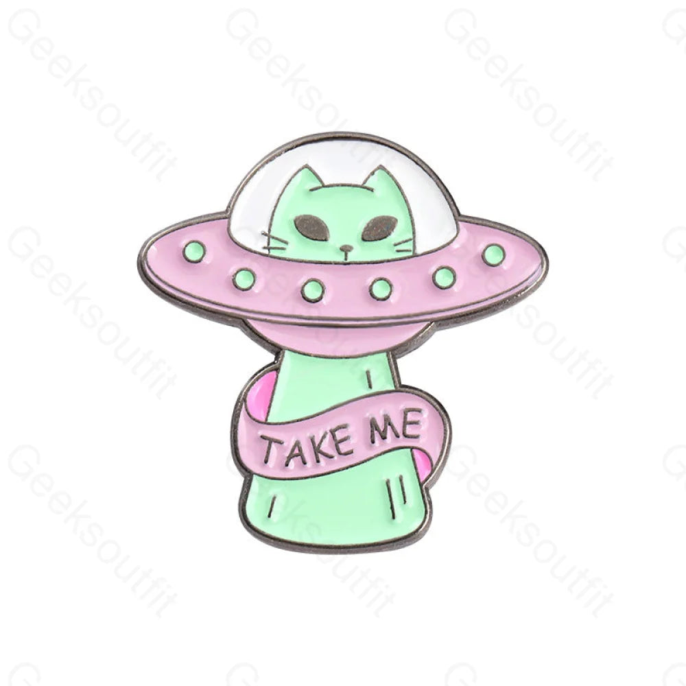 Alien Cats Enamel Pins Xz4399